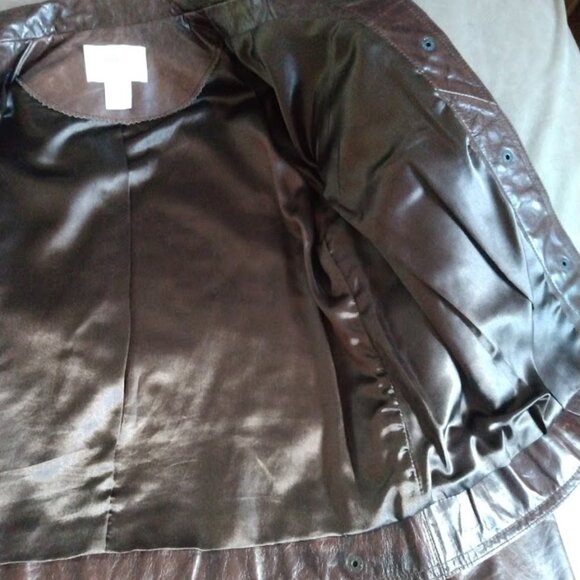 Hugo Buscati Leather Trucker Jacket Vintage Retro 70s Sz Med* Brown Snaps Lined - Picture 11 of 16